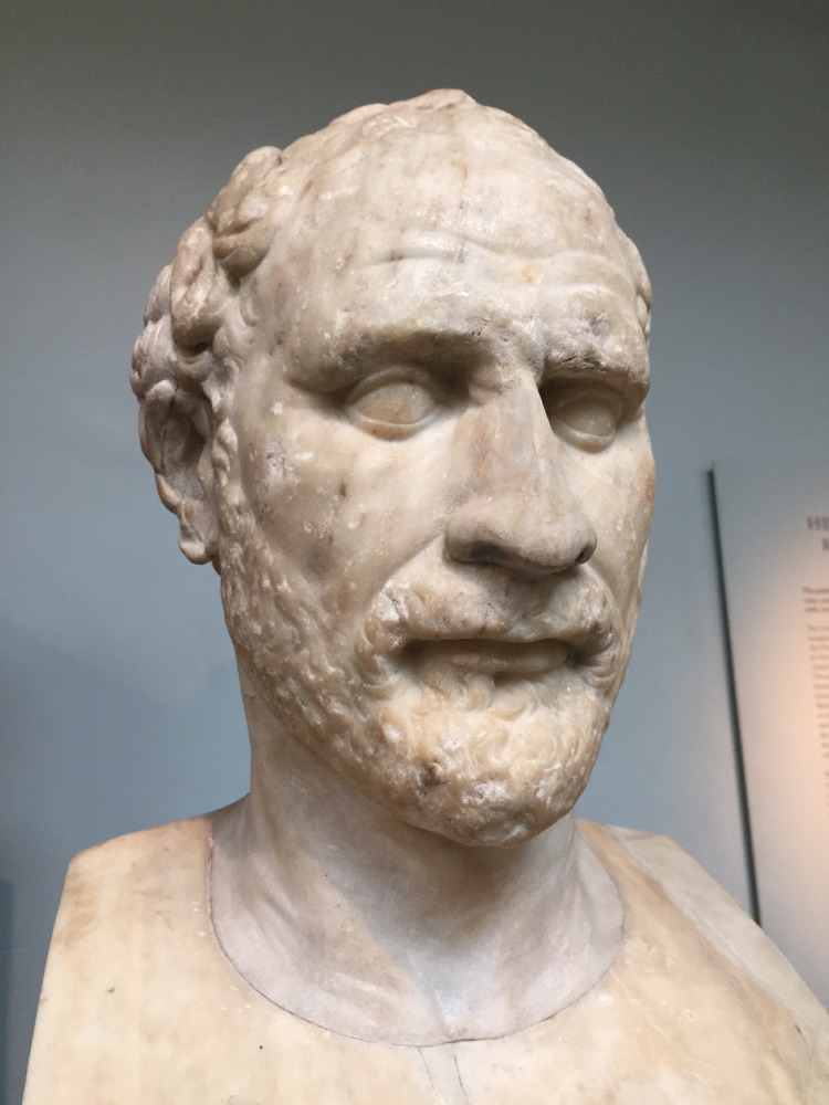 A bust of Demosthenes.