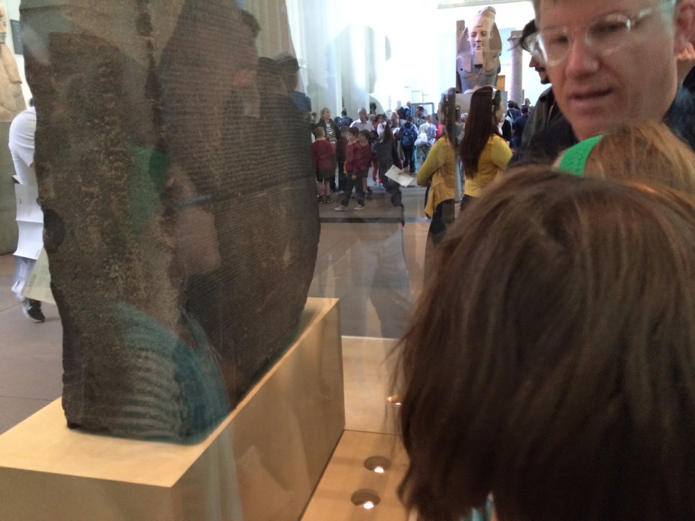 Viewing the Rosetta Stone.