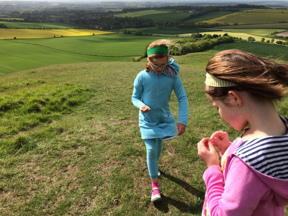 Lucy and Rosie collect snails in Wiltshire.