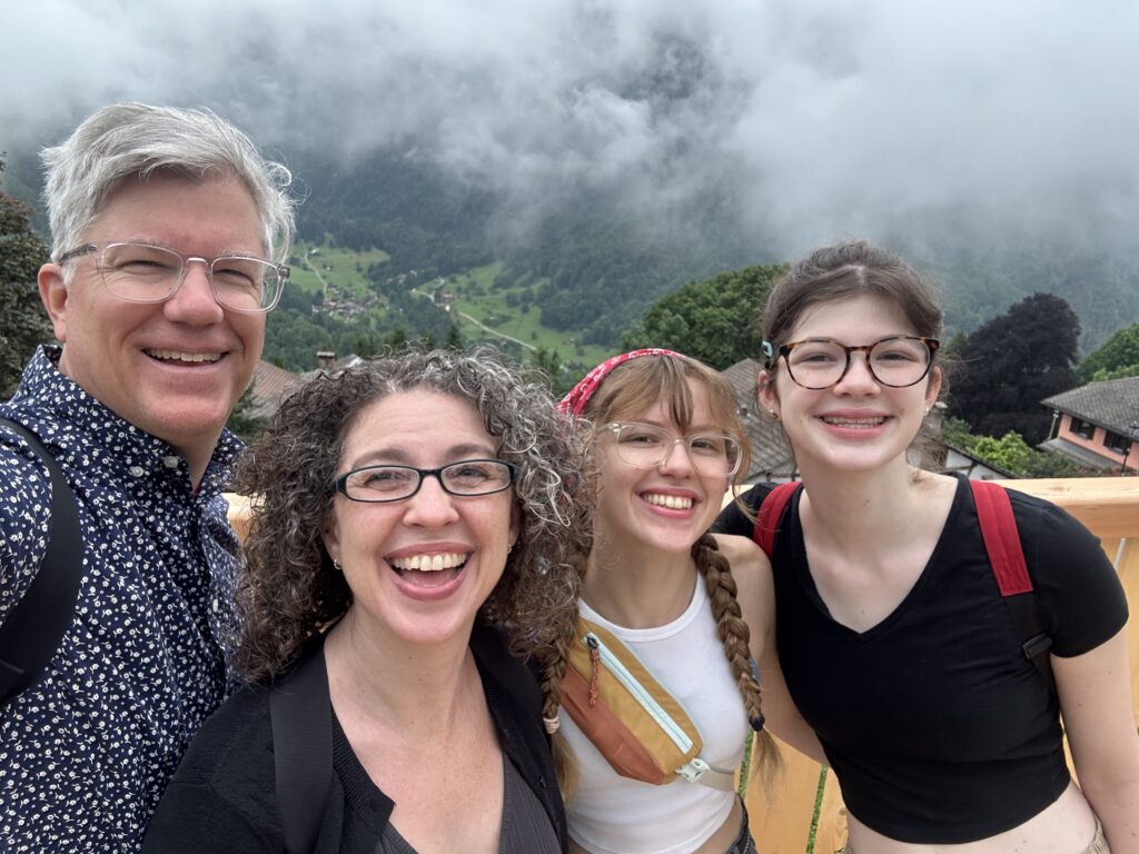 Family self-portrait of (from left) Jon, Ann, Lucy, and Rosie Boyd in Gryon, Switzerland, summer 2024.